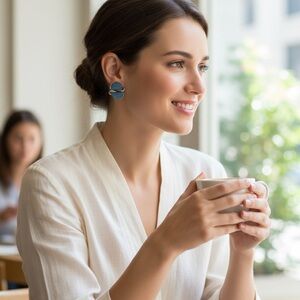 Vintage Coro Blue Lucite Silver Tone Clip On Earrings Mid Century Retro
